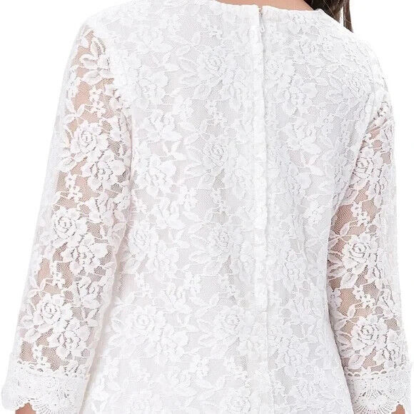 APRIL GIRL Flower Girl Dress, Lace Dress 3/4 Sleeve Dress Ivory 14-16 Years