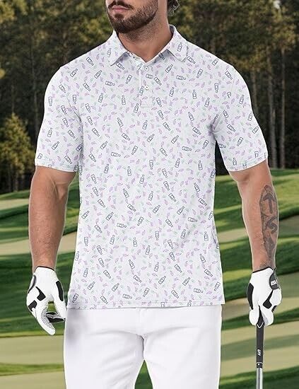 Askdeer Men's Golf Polo Shirts Short Sleeve Performance Dry Fit Polo Shirt Small