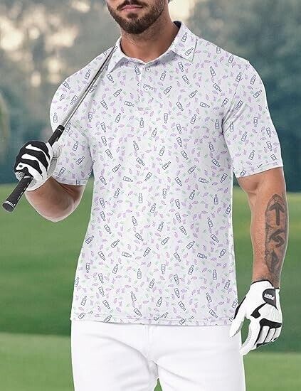 Askdeer Men's Golf Polo Shirts Short Sleeve Performance Dry Fit Polo Shirt Small