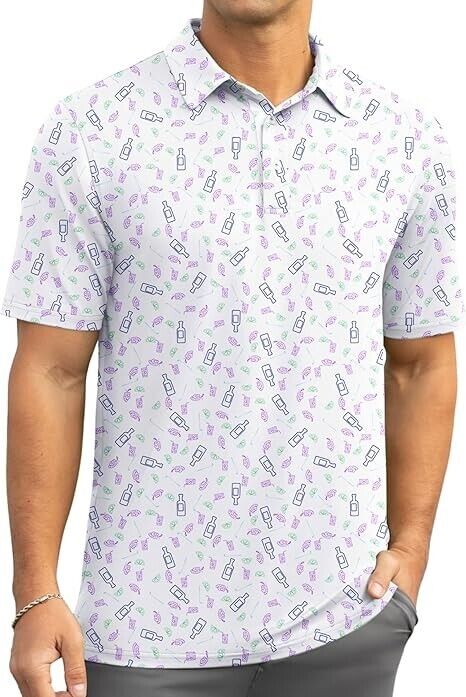 Askdeer Men's Golf Polo Shirts Short Sleeve Performance Dry Fit Polo Shirt Small