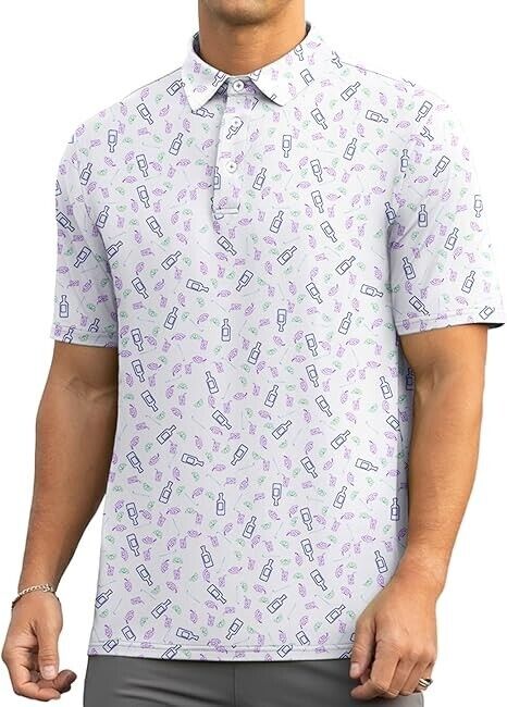 Askdeer Men's Golf Polo Shirts Short Sleeve Performance Dry Fit Polo Shirt Small
