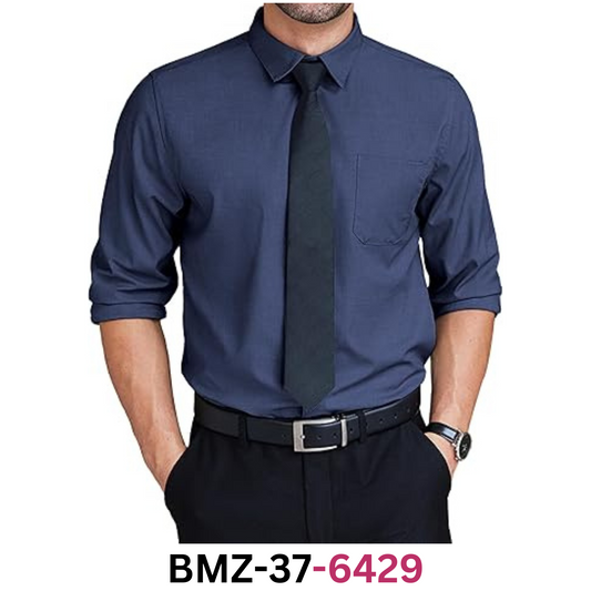 COOFANDY Men Button Down Long Sleeve Shirts Regular Fit Suit Shirt Dress, Blue L