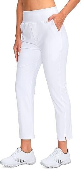 YYV Women Golf Pants Stretch Work Ankle Pants High Waist Dress Pants- Pockets, S