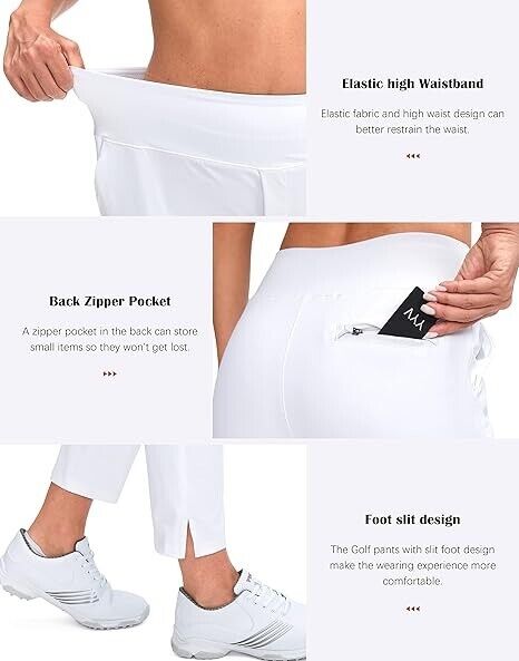 YYV Women Golf Pants Stretch Work Ankle Pants High Waist Dress Pants- Pockets, S