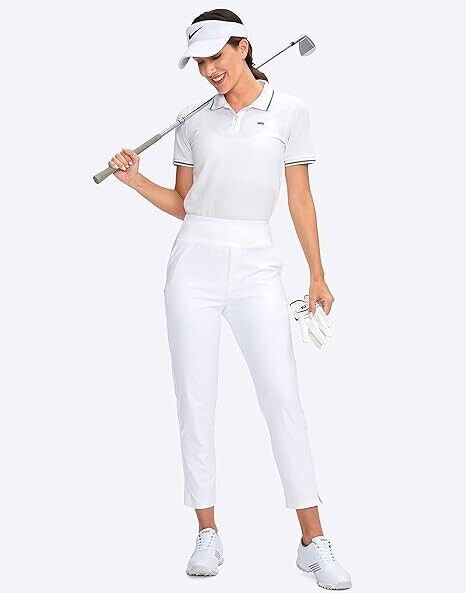 YYV Women Golf Pants Stretch Work Ankle Pants High Waist Dress Pants- Pockets, S