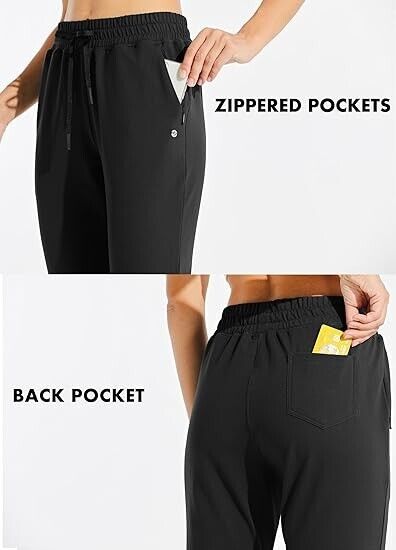 Willit Women's Fleece Lined Joggers Warm Pants Running Thermal Sweatpants, Small