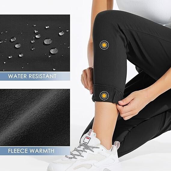 Willit Women's Fleece Lined Joggers Warm Pants Running Thermal Sweatpants, Small