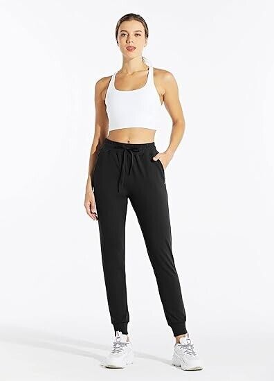 Willit Women's Fleece Lined Joggers Warm Pants Running Thermal Sweatpants, Small