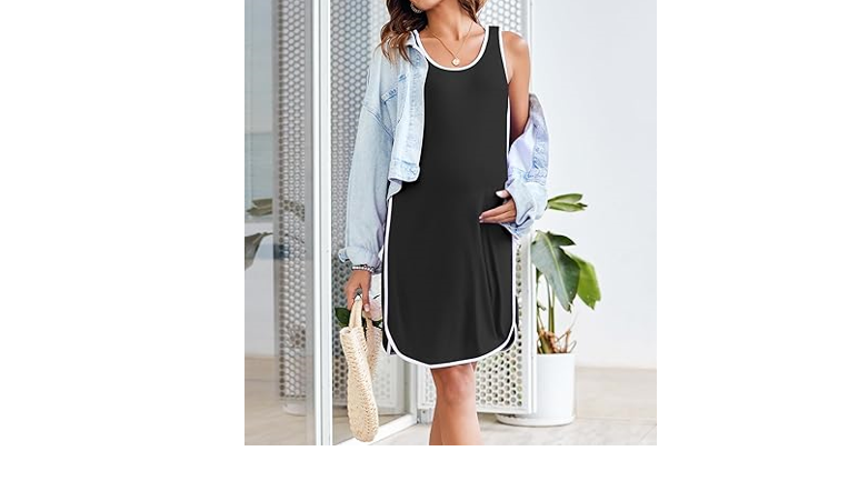 Ekouaer Labor and Delivery Gown for Hospital 3 in 1 Nursing Dress Sleeveless, S
