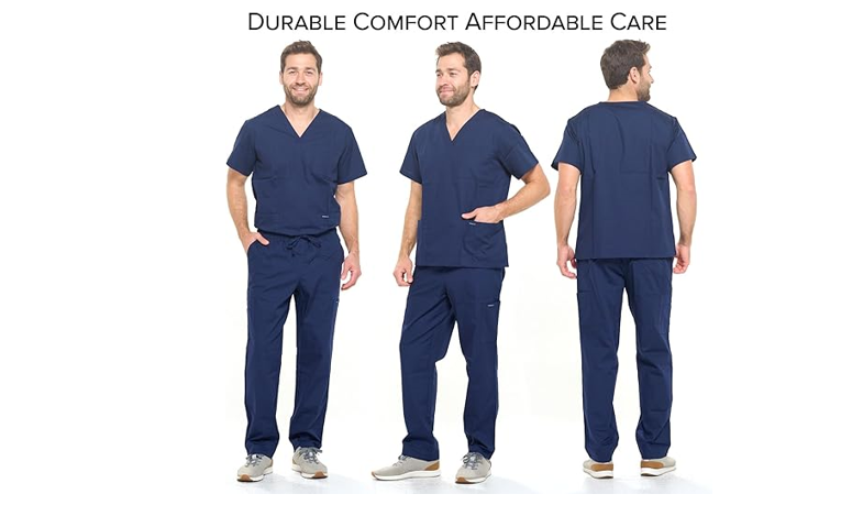 Dagacci Medical Uniform Womens and Mens Scrub Set Unisex Medical Scrub Shirt, M