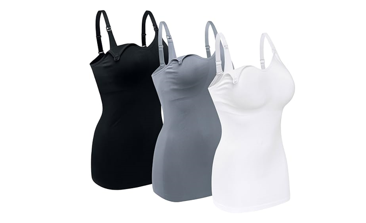 DAISITY Womens Maternity Nursing Tank Cami for Breastfeeding with Adjustable, L