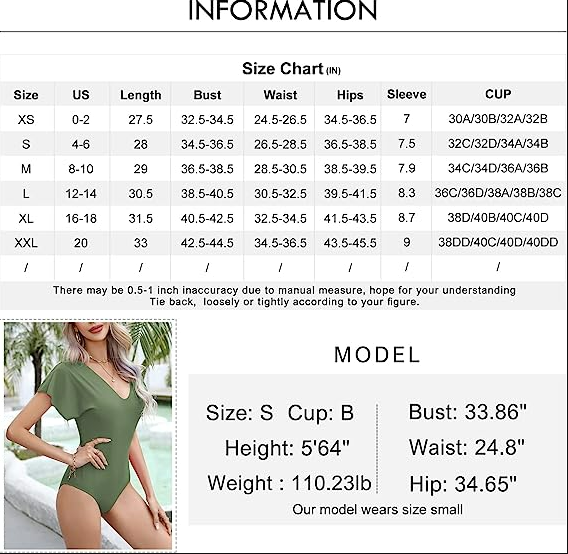 Byinns Women's V-Neck One-Piece Swimsuit with Belt Ruffle Bathing Suits Swimwear