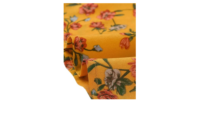 Allegra K Women Flutter Sleeve Ruffle A-Line Flowy Chiffon Dress Medium Yellow M