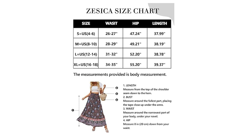 ZESICA Women's 2024 Summer Bohemian Floral Printed Elastic Waist A Line Maxi, XL