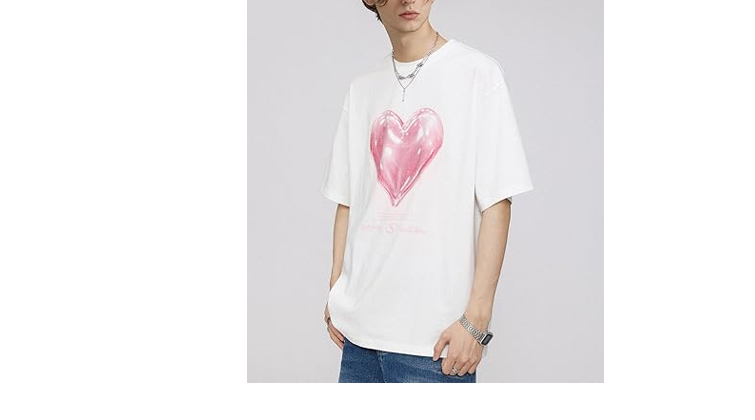 Vamtac Oversized Graphic Tees Vintage Love Balloon Printed Casual Streetwear,Y2k