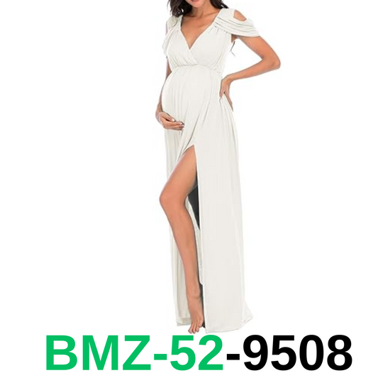 ZIUMUDY Maternity Off Shoulder V Neck Wraped Photography Photoshoot Dress,  S