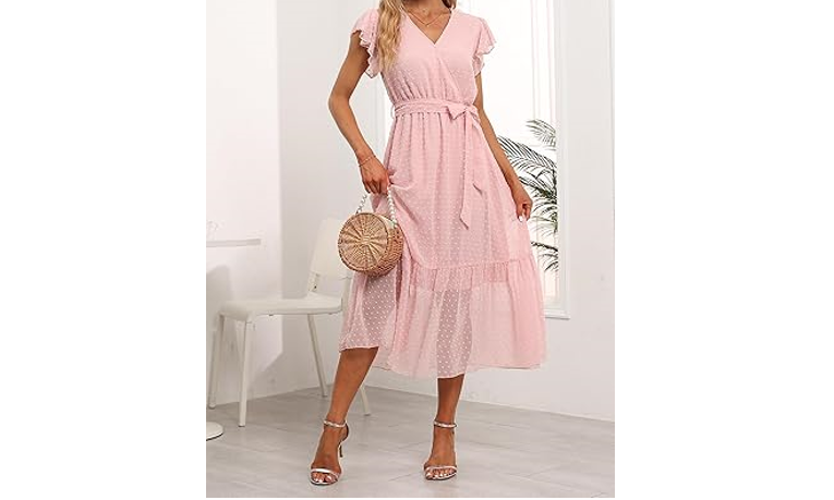 VintageClothing Womens Sundress Casual Floral Summer Boho Dress Flowy, M