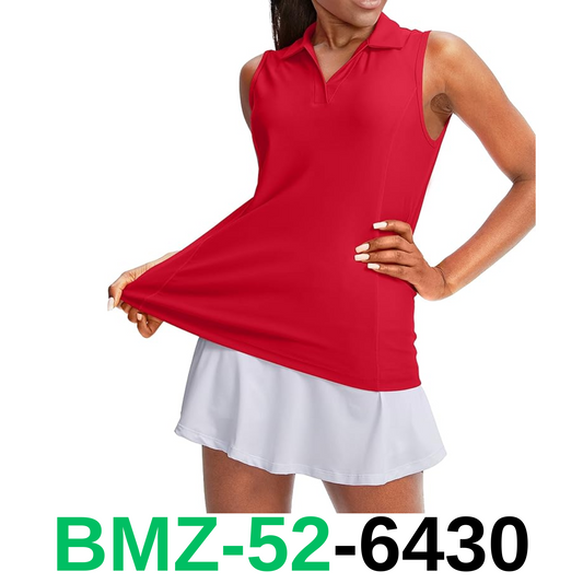 Women's Sleeveless Golf Polo Shirts Tennis Quick Dry Collared Tank Tops V-Neck,M