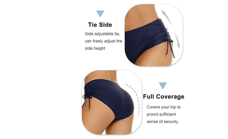 Bonneuitbebe Women's Bikini Bottoms Full Coverage Swim Bottoms Mid Waisted, XXL