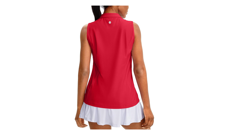 Women's Sleeveless Golf Polo Shirts Tennis Quick Dry Collared Tank Tops V-Neck,M