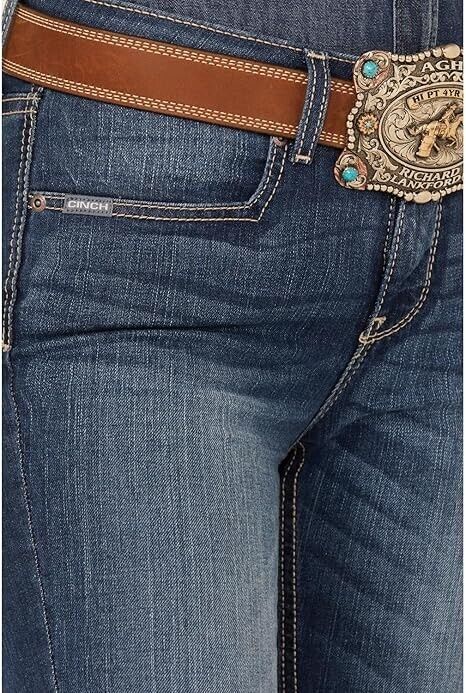 Cinch Women's Lynden Medium Wash Mid Rise Trouser Stretch Denim Jeans, 28/5 Reg