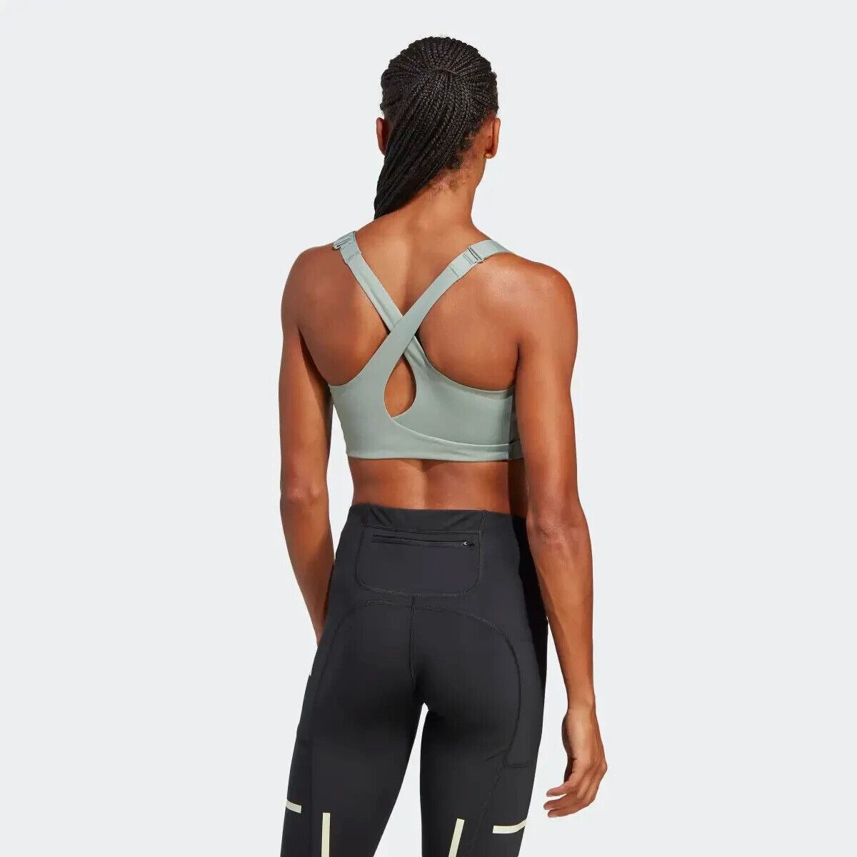 adidas Women's FastImpact Luxe Run High-Support Bra, Silver Green, X-Small