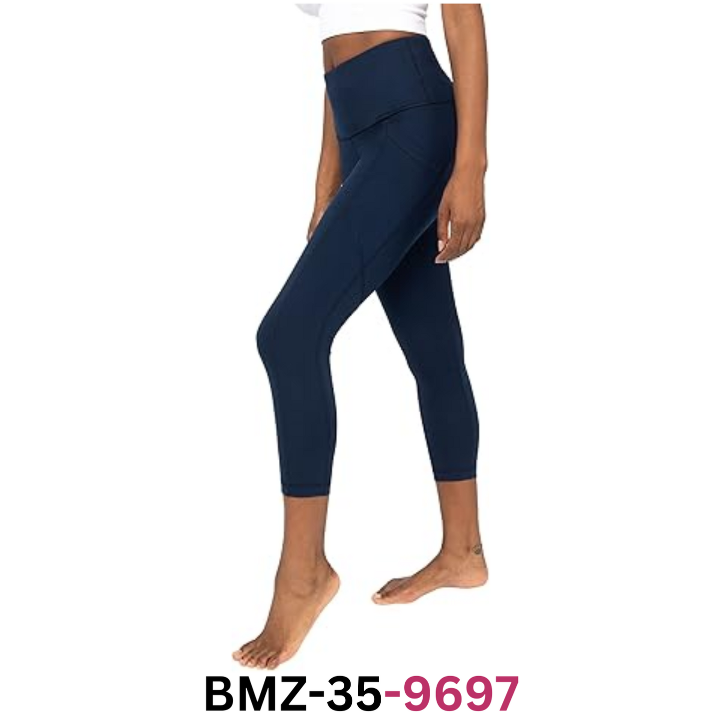 Yogalicious High Waist Squat Proof Yoga Capri Leggings with Pockets for Women, S