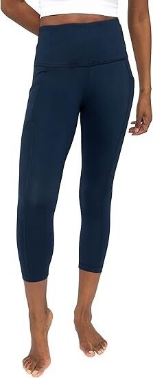 Yogalicious High Waist Squat Proof Yoga Capri Leggings with Pockets for Women, S