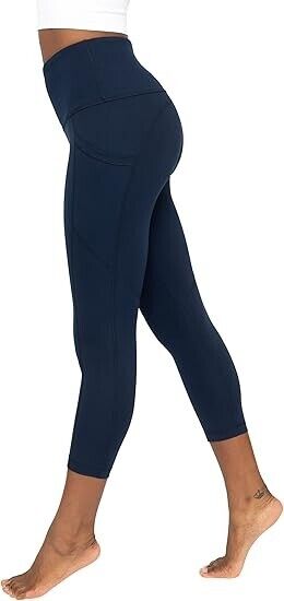 Yogalicious High Waist Squat Proof Yoga Capri Leggings with Pockets for Women, S