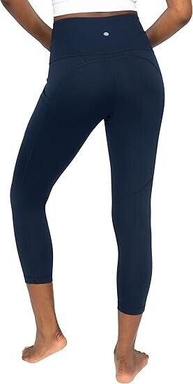 Yogalicious High Waist Squat Proof Yoga Capri Leggings with Pockets for Women, S