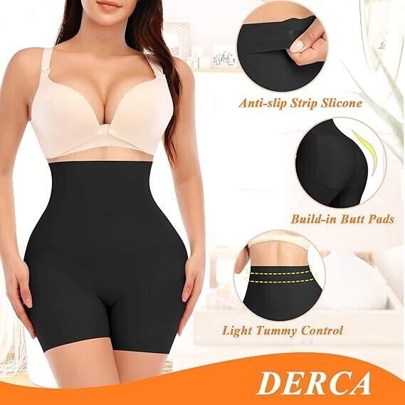 DERCA Butt Lifter Panties Padded Underwear for Women Seamless Booty Pad, Black L