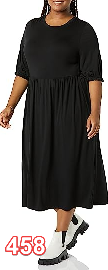 Amazon Essentials Women's Crewneck Short Sleeve Knit Midi Dress Black XXL