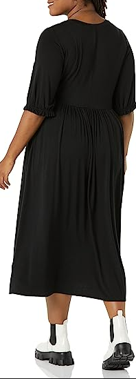 Amazon Essentials Women's Crewneck Short Sleeve Knit Midi Dress Black XXL