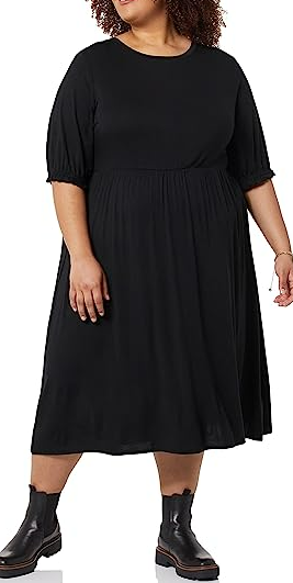Amazon Essentials Women's Crewneck Short Sleeve Knit Midi Dress Black XXL