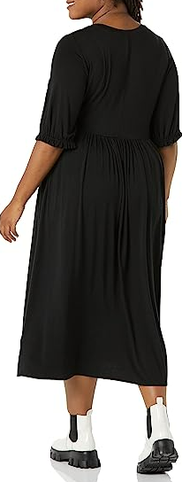 Amazon Essentials Women's Crewneck Short Sleeve Knit Midi Dress Black XXL