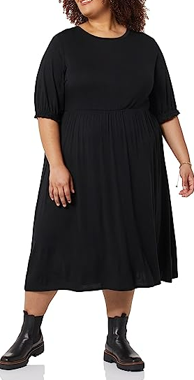 Amazon Essentials Women's Crewneck Short Sleeve Knit Midi Dress Black XXL