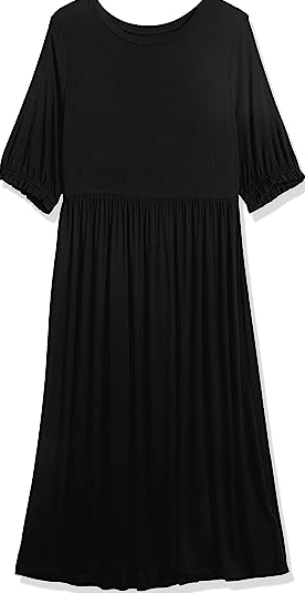 Amazon Essentials Women's Crewneck Short Sleeve Knit Midi Dress Black XXL