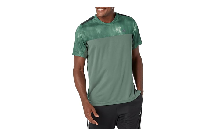 adidas Men's AEROREADY Workout Chalk Printed Training Tee, Green Oxide/Black, L