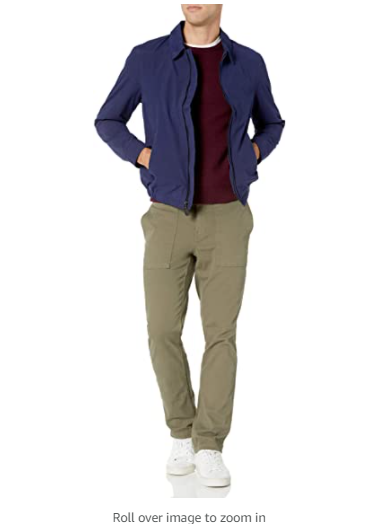 Amazon Essentials Men's Standard Water-Resistant Zip-Front Golf Jacket Navy Med