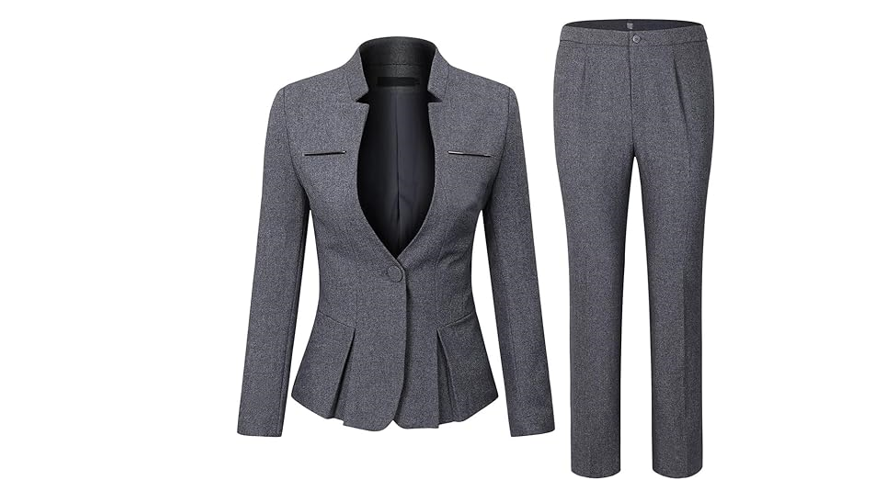YUNCLOS Women's Elegant Business 2 Piece Office Lady Suit Set Work Blazer, XS