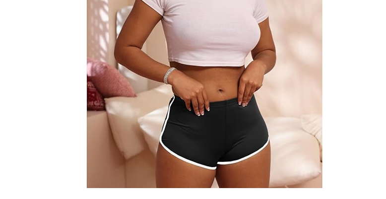 Womens Yoga Booty Shorts Sexy Printed Dance Sport Workout Hot Pants Plus, S