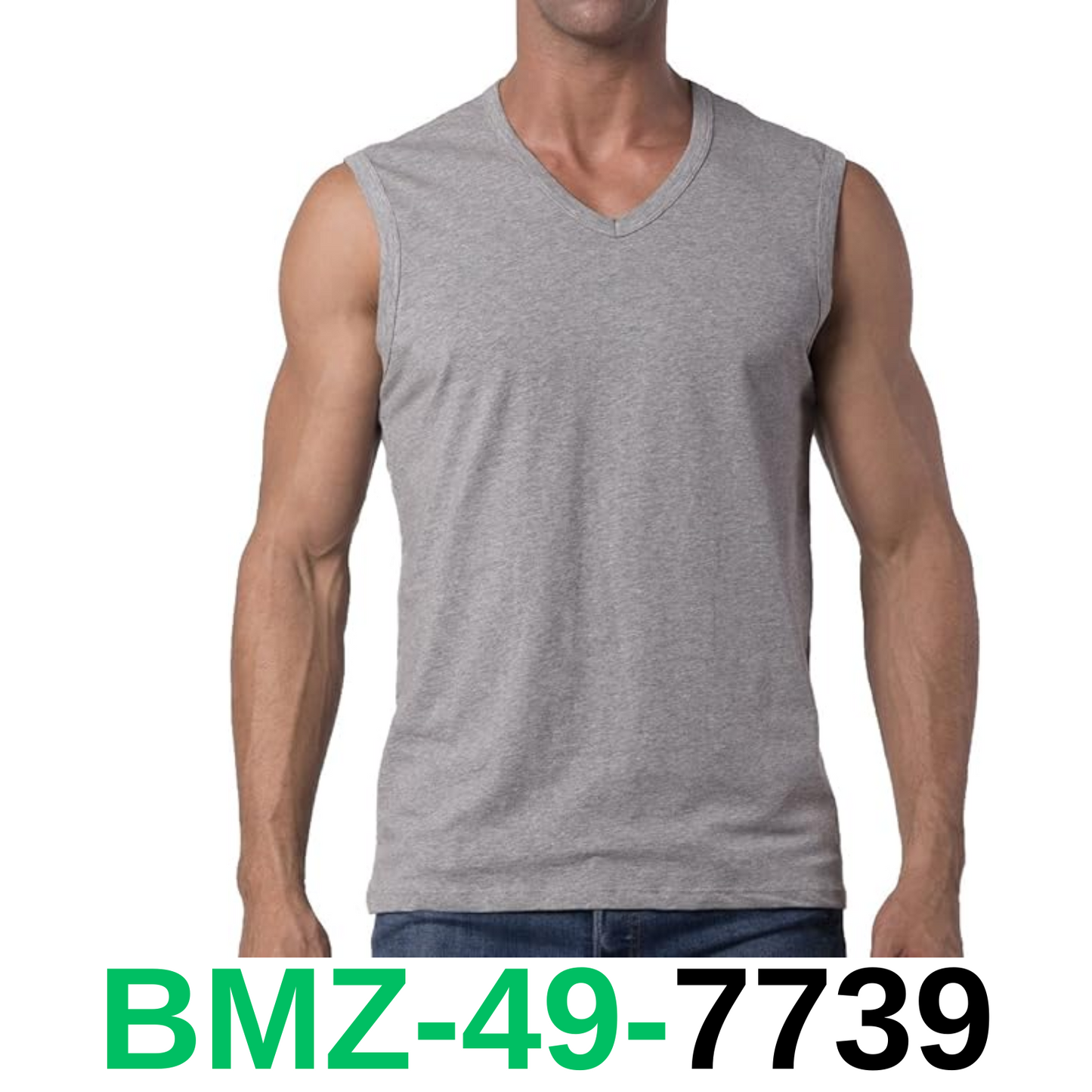 Y2Y2 Men's Sleeveless V-Neck T-Shirt, Gray, XL (46"-48")