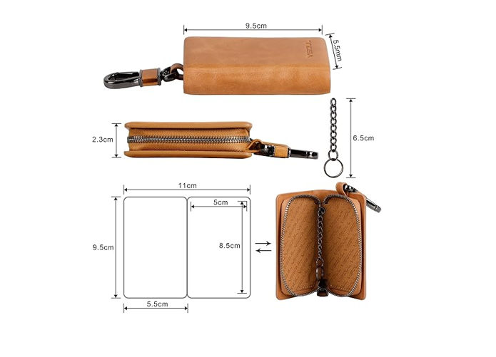 VISOUL Leather Car Key Fob Case Holder for Men and Women, Car Smart Keychain