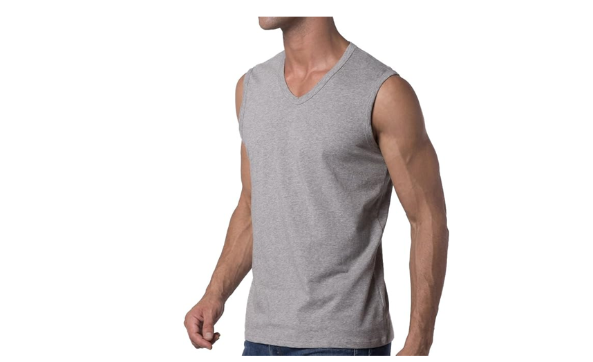 Y2Y2 Men's Sleeveless V-Neck T-Shirt, Gray, XL (46"-48")
