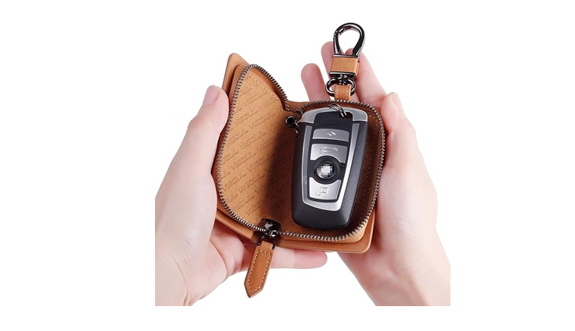 VISOUL Leather Car Key Fob Case Holder for Men and Women, Car Smart Keychain