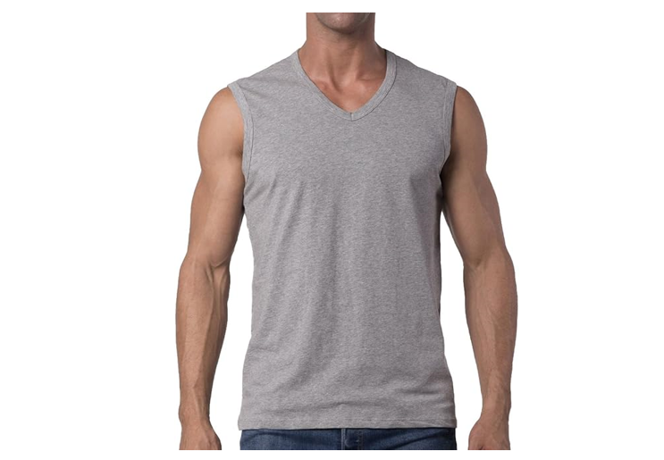 Y2Y2 Men's Sleeveless V-Neck T-Shirt, Gray, XL (46"-48")
