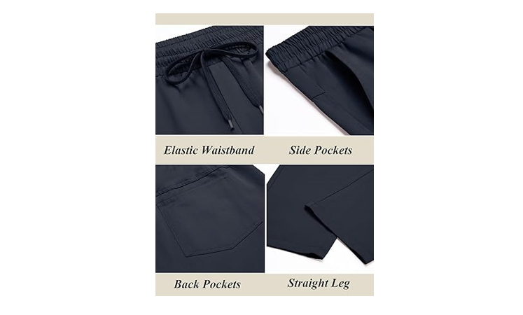 COOFANDY Men's Casual Cotton Pants Regular Fit Elastic Waist Drawstring Twil, XL
