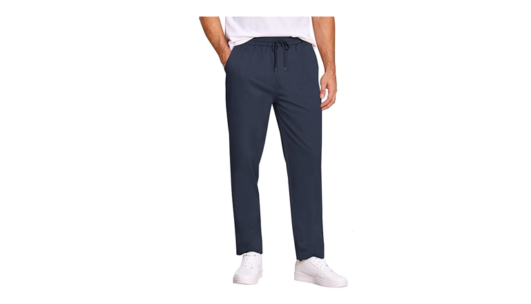 COOFANDY Men's Casual Cotton Pants Regular Fit Elastic Waist Drawstring Twil, XL
