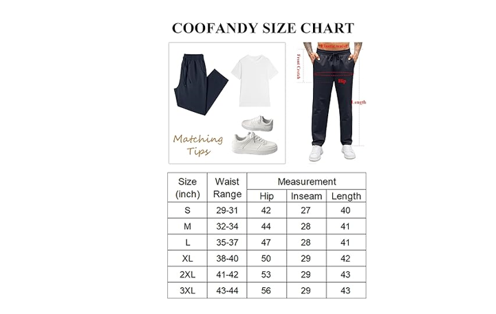 COOFANDY Men's Casual Cotton Pants Regular Fit Elastic Waist Drawstring Twil, XL
