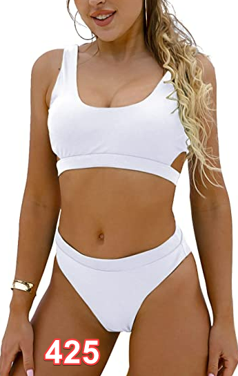Blooming Jelly Women's High Waisted Swimsuit Crop Top Cut Out Two Piece Bikini